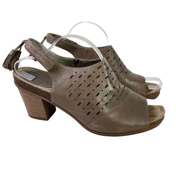 Abeo Berrie Womens Genuine Leather Open Toe Block Chunky High Heels Sandals 10 N - Picture 1 of 16